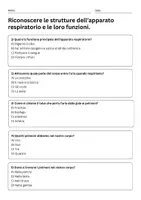 anteprima - Quiz - Riconoscere le strutture dell’apparato respiratorio e le loro funzioni - Quiz - Pagina 1