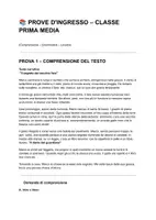 anteprima - Esercizi - PROVE D'INGRESSO ITALIANO– CLASSE PRIMA MEDIA - Pagina 1