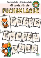Vorschau - Mal- und Bastelvorlagen - Fuchsklasse: Girlande, Wimpelkette, Klassenzimmer-Dekoration - Deckblatt