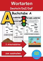 Vorschau - Lehrpläne/Lehrermaterial - Wortarten Buchstabe A - DaZ/DaF, Deutsch (Nomen, Verben, Adjektive) - Deckblatt