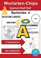 Vorschau - Arbeitsblätter - Wortarten Chips Buchstabe A - DaZ/DaF, Deutsch (Nomen, Verben, Adjektive) - Deckblatt