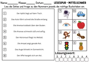 Vorschau - Arbeitsblätter - Lesespur / Leserätsel Thema Buchstabe A - DaZ/DaF, Deutsch - Seite 2