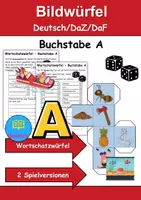 Vorschau - Mal- und Bastelvorlagen - Bilderwürfel Buchstabe A - DaZ/DaF, Deutsch (Spiel) - Deckblatt