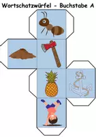 Vorschau - Mal- und Bastelvorlagen - Bilderwürfel Buchstabe A - DaZ/DaF, Deutsch (Spiel) - Seite 3