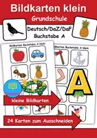 Vorschau - Spiele - Kleine Bildkarten Buchstabe A - DaZ/DaF, Deutsch (Grundschule) Vokabelkarten - Deckblatt
