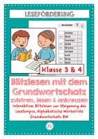 Vorschau - Stundenentwürfe - Grundwortschatz Klasse 3 und 4. Blitzlesen: zuhören, lesen & ankreuzen. - Deckblatt