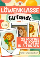 Vorschau - Mal- und Bastelvorlagen - Löwenklasse - Girlande (Schulstart) - Deckblatt