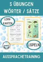 Vorschau - Fördermaterial/Inklusion - Tiere mit dem Laut S Logopädie Material zum Ausdrucken Sprachförderung Aussprachetraining Wörter und Sätze PDF - Deckblatt