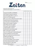 Vorschau - Arbeitsblätter - Richtige Zeitformen ankreuzen (D und AT Version) - Seite 1