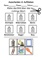 Vorschau - Mal- und Bastelvorlagen - Ausschneiden und kleben Buchstabe B - Wortschatz basteln Feinmotorik (Grundschule) - Seite 1