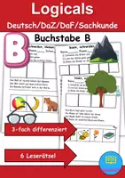 Vorschau - Arbeitsblätter - Buchstabe B Leserätsel - Lesen, schneiden, kleben - DaZ/DaF, Deutsch, Sachunterricht - Deckblatt