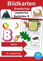 Vorschau - Arbeitsblätter - Lesekarten/Bildkarten Buchstabe B mittelschwer - DaZ/DaF, Deutsch (Grundschule) - Deckblatt