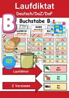 Vorschau - Arbeitsblätter - Laufdiktat / Schleichdiktat Buchstabe B - DaZ/DaF, Deutsch (Diktat) - Deckblatt