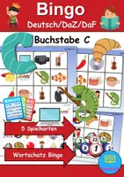 Vorschau - Mal- und Bastelvorlagen - Wortschatz Bingo - Buchstabe C (Klasse 1 und 2) - Deckblatt