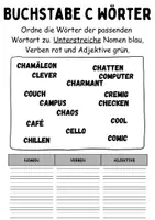 Vorschau - Arbeitsblätter - Wortarten Buchstabe C - DaZ/DaF, Deutsch (Nomen, Verben, Adjektive) - Seite 2