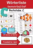 Vorschau - Mal- und Bastelvorlagen - Wörterliste Buchstabe C - DaZ/DaF, Deutsch (Grundschule) Kartenspiel - Deckblatt