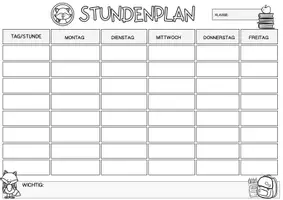 Vorschau - Mal- und Bastelvorlagen - Fuchsklasse Stundenplan als PDF und PowerPoint-Präsentation zum Beschriften - Seite 2