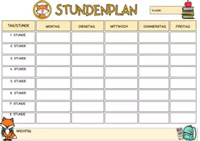 Vorschau - Mal- und Bastelvorlagen - Fuchsklasse Stundenplan als PDF und PowerPoint-Präsentation zum Beschriften - Seite 3