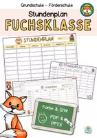 Vorschau - Mal- und Bastelvorlagen - Fuchsklasse Stundenplan als PDF und PowerPoint-Präsentation zum Beschriften - Deckblatt