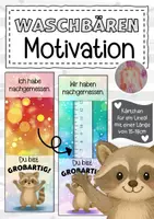 Vorschau - Anderer Materialtyp - Waschbärenklasse Motivationskärtchen für Lineale - Deckblatt