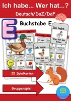Vorschau - Spiele - Ich habe, wer hat? (Buchstabe E) 1. Klasse Deutsch, DaZ/DaF - Wortschatz Förderung, Hörverstehen, Leseverstehen - Gruppenspiel - Deckblatt