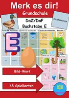 Vorschau - Spiele - Merk es dir Buchstabe E (Bild-Wort) - DaZ/DaF, Deutsch (Klasse 1 bis 4) - Deckblatt