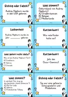 Vorschau - Arbeitsblätter - Audrey Hepburn MEGABUNDLE Materialpaket - Wissenskartei, Lückentext, Steckbrief, Suchsel, Quizkarten - Seite 2