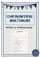 Vorschau - Arbeitsblätter - Schreibkonferenz Deutsch Inhaltsangabe - Deckblatt