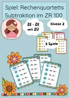 Vorschau - Spiele - Spiel Rechenquartetts Subtraktion im ZR 100, ZE-ZE, Partnerrechnen - Deckblatt