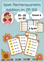 Vorschau - Spiele - Spiel Rechenquartetts Addition im ZR 100, ZE+ZE mit ZÜ, Partnerrechnen - Deckblatt
