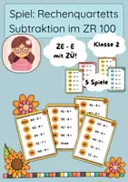 Vorschau - Spiele - Spiel Rechenquartetts Subtraktion im ZR 100, ZE-E mit ZÜ, Partnerrechnen - Deckblatt