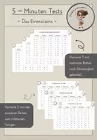 Vorschau - Arbeitsblätter - 5 - Minuten Tests zum Einmaleins - Deckblatt