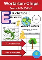 Vorschau - Lehrpläne/Lehrermaterial - Wortarten Chips Buchstabe E - DaZ/DaF, Deutsch (Nomen, Verben, Adjektive) - Deckblatt