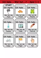 Vorschau - Spiele - Ich habe, wer hat? (Buchstabe F) 1. Klasse Deutsch, DaZ/DaF - Wortschatz Förderung, Hörverstehen, Leseverstehen - Gruppenspiel - Seite 1