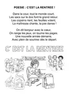 Aperçu - Feuilles d'exercices - Poésie c'est la rentrée version enrichie (maternelle, CP) - Page de couverture