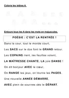 Aperçu - Feuilles d'exercices - Poésie c'est la rentrée version enrichie (maternelle, CP) - Page 3