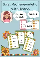 Vorschau - Spiele - Spiel Rechenquartetts Multiplikations 2er, 4er + 8er Reihe, Partnerrechnen - Deckblatt