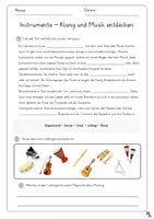 Vorschau - Arbeitsblätter - Instrumentenkunde Lückentext + Quiz inkl. Lösungsblatt - Seite 1