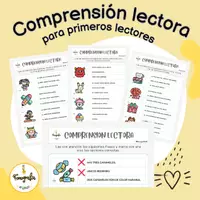 Vista previa - Hojas de trabajo - Comprensión lectora para primeros lectores - Portada