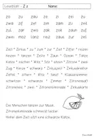 Vorschau - Arbeitsblätter - Leseblatt Z z für Klasse 1 - Deckblatt