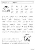 Vorschau - Arbeitsblätter - Leseblatt J j für Klasse 1 - Deckblatt