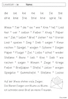 Vorschau - Arbeitsblätter - Leseblatt langes "ie" für Klasse 1 - Deckblatt