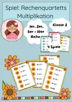 Vorschau - Spiele - Spiel Rechenquartetts Multiplikation 1er, 2er, 5er + 10er Reihe - Deckblatt