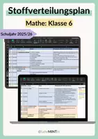 Vorschau - Lehrpläne/Lehrermaterial - Stoffverteilungsplan Mathe (Klasse 6) - Deckblatt