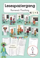 Vorschau - Arbeitsblätter - Lesespaziergang Karneval, Fasching | Klasse 1 + 2 - Deckblatt