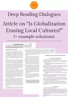 Vorschau - Arbeitsblätter - Deep Reading Dialogues: Article on globalization and local cultures (+ example solutions) - Deckblatt