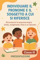 anteprima - Presentazioni / Lavagne - Identificare l’ordine degli eventi narrati (es. cosa succede prima/dopo): riconoscere la sequenza logica in un racconto - Pagina di copertina