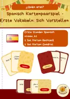 Vorschau - Spiele - Spanisch Kartenpaarspiel - Erste Vokabeln: Sich vorstellen (A1) - Deckblatt