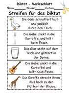 Vorschau - Arbeitsblätter - GRATIS - Diktat Thema Buchstabe G - DaZ/DaF, Deutsch (Klasse 1 bis 4) - Seite 1