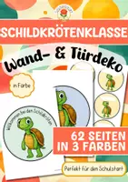 Vorschau - Mal- und Bastelvorlagen - Schildkrötenklasse - Wand- & Türdeko (Schulstart) - Deckblatt